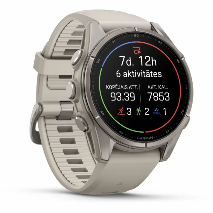 Garmin fenix 9 43mm Titanium with Fog Gray Silicone Band
