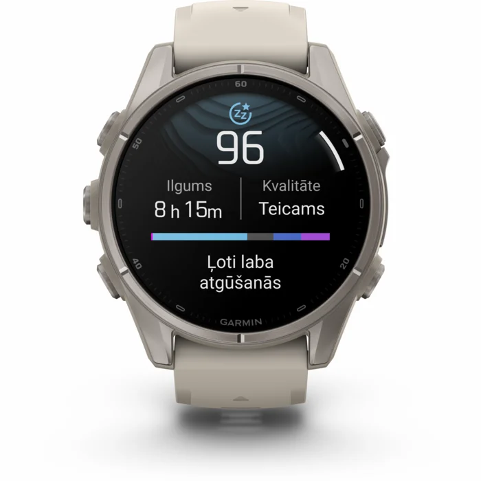 Garmin fenix 9 43mm Titanium with Fog Gray Silicone Band
