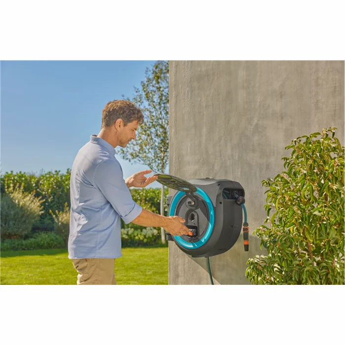 Gardena Battery-Powered Wall-Mounted Hose Box PowerRoll XXL Set - Tirkīza 40 m 970636501