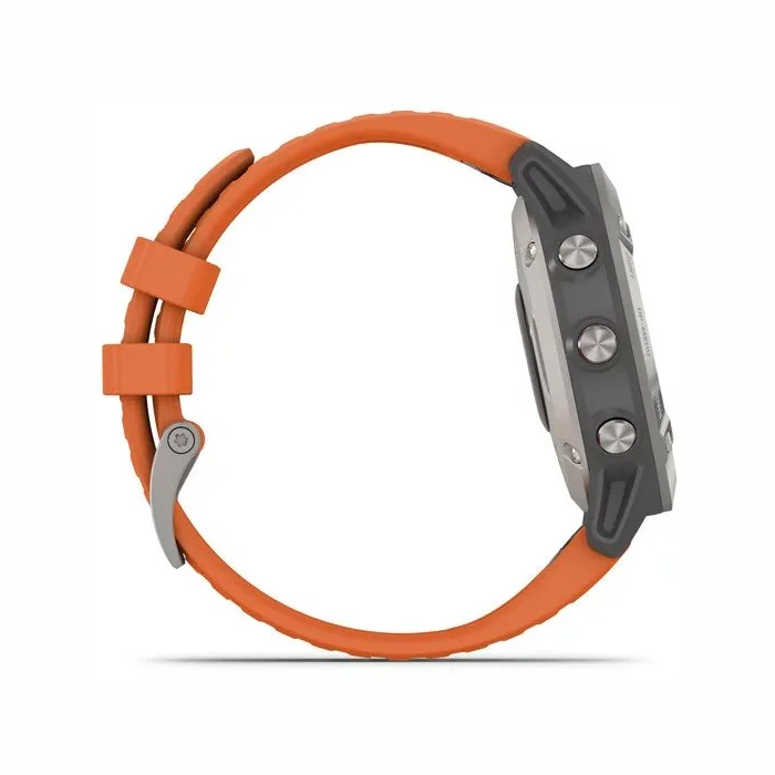 Viedpulksteņi Garmin Fenix 6 Sapphire Ti Gray with Orange band