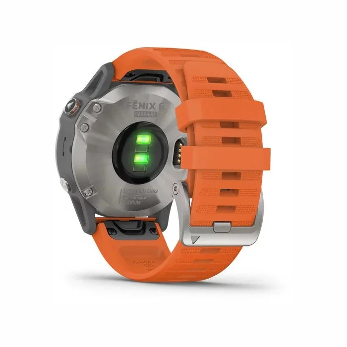 Viedpulksteņi Garmin Fenix 6 Sapphire Ti Gray with Orange band