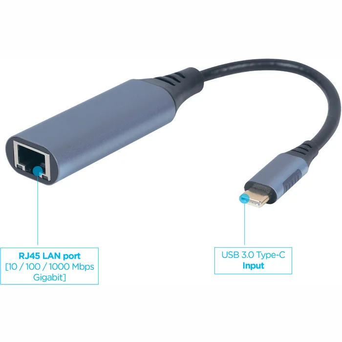 Lādētāji un adapteri portatīvajiem datoriem Gembird USB type-C Gigabit network adapter A-USB3C-LAN-01