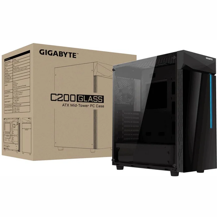 Stacionārā datora korpuss Gigabyte C200 Glass Black