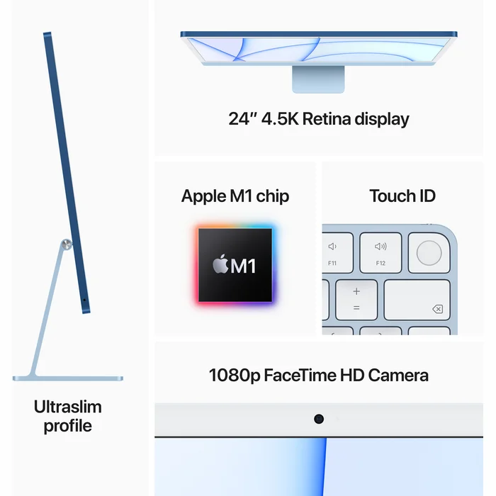 Stacionārais dators Apple iMac 24-inch M1 chip with 8‑core CPU and 8‑core GPU 256GB - Silver INT