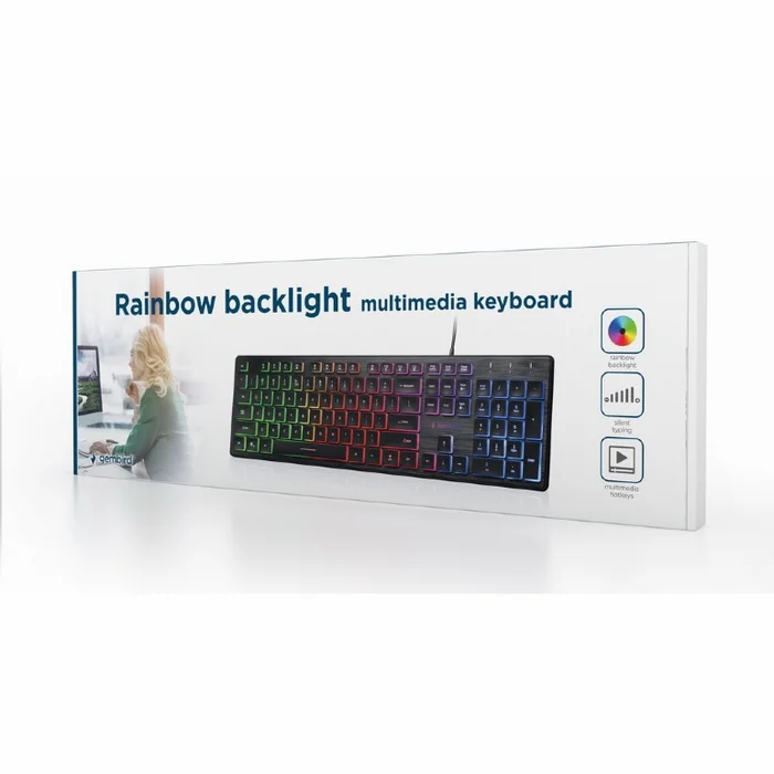 Klaviatūra Gembird UML-01 Rainbow Multimedia Keyboard Black