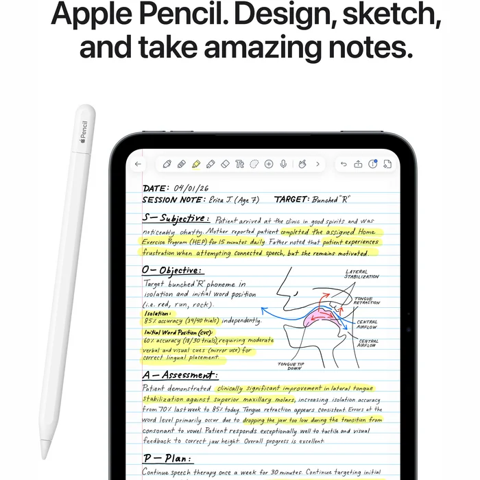 Apple iPad mini (A20 Pro) Wi‑Fi 256GB with standard glass - Starlight