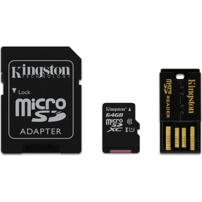 Atmiņas karte Kingston 64GB Micro SDXC Class 10 + SD adapter /​ USB Reader