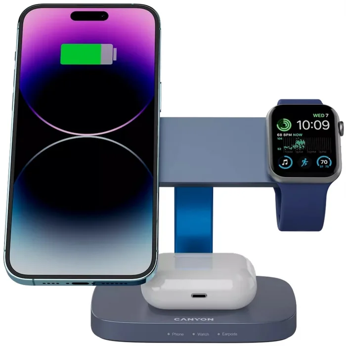 Canyon Wireless Charging Station Hexagon 310 3-in-1 Blue/ Dark Grey