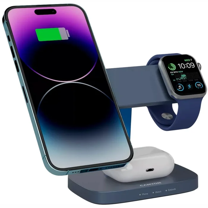 Canyon Wireless Charging Station Hexagon 310 3-in-1 Blue/ Dark Grey