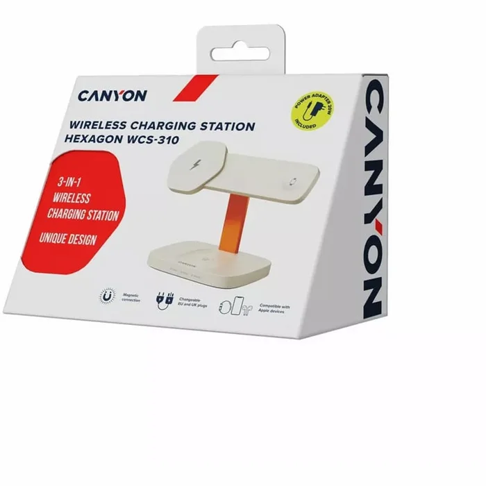 Canyon Wireless Charging Station Hexagon 310 3-in-1 LightGrey/Orange