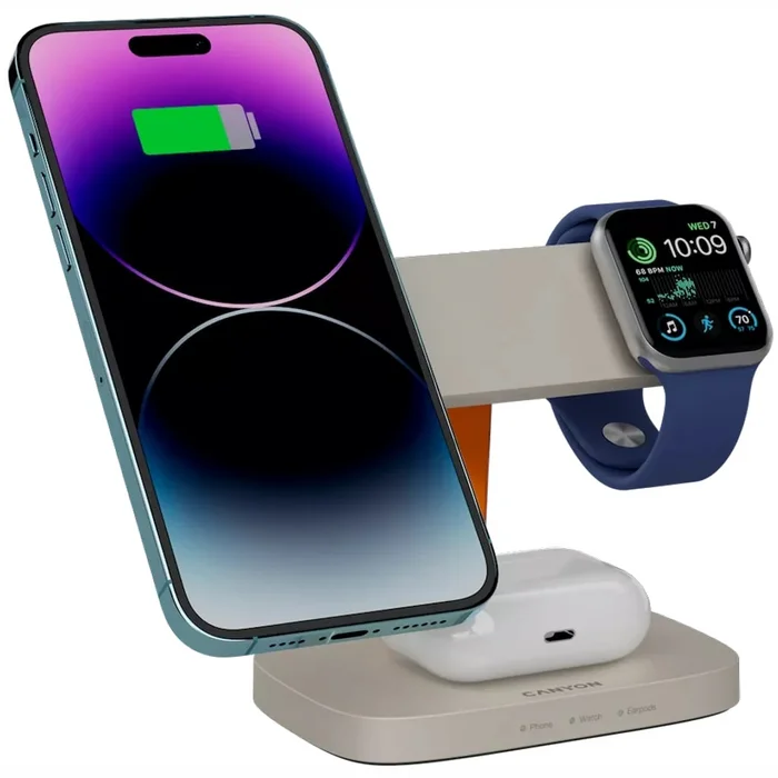 Canyon Wireless Charging Station Hexagon 310 3-in-1 LightGrey/Orange