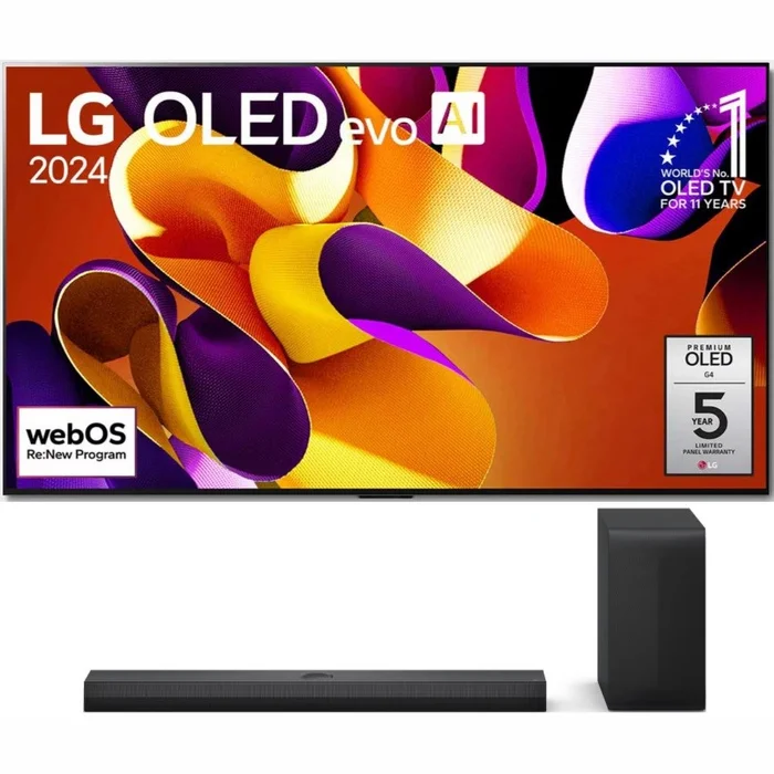 Televizors LG 55" UHD OLED evo AI G4 4K Smart TV OLED55G42LW + Soundbars LG S70TY Komplekts