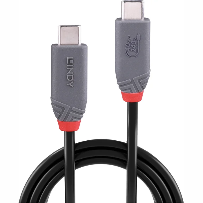 Lādētāji un adapteri portatīvajiem datoriem Lindy 1.5m USB4 240W Type C Cable 40Gbps Anthra Line