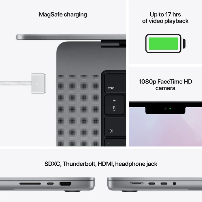 Portatīvie datori Apple MacBook Pro 14" Apple M1 Pro 10-core CPU 16-core GPU 16GB 1TB Space Gray RUS
