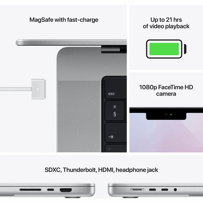 Portatīvie datori Apple MacBook Pro 16" Apple M1 Max 10-core CPU 32-core GPU 32GB 1TB Silver INT