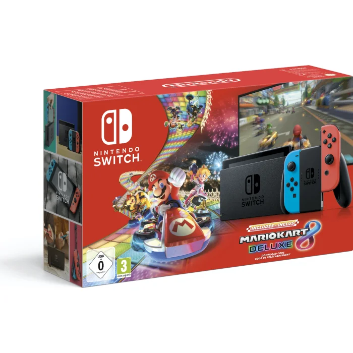 Spēļu konsole Spēļu konsole Nintendo Switch Neon Blue/Red Joy-Con (Revised model) + Mario Kart 8 Deluxe