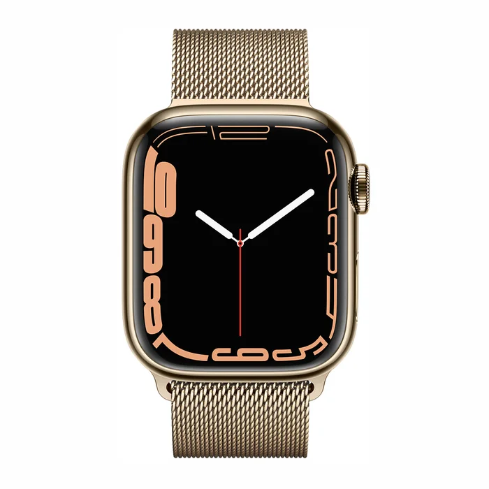 Viedpulkstenis Apple Watch Series 7 GPS + Cellular 41mm Gold Stainless Steel Case with Gold Milanese Loop