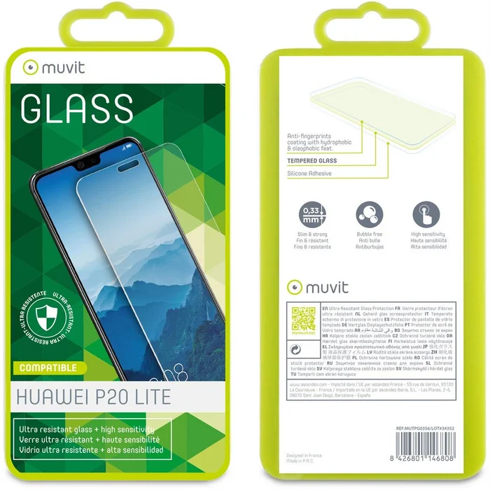 Viedtālruņa ekrāna aizsargs Ekrāna aizsargs MUVIT Huawei P20 Lite Curved Screen Glass Transparent