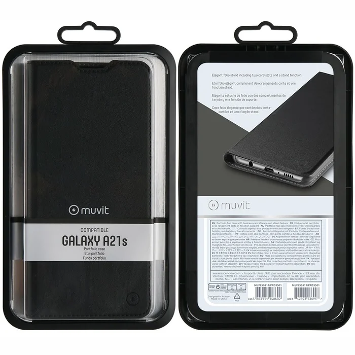 Samsung Galaxy A21s Folio Case By Muvit Black