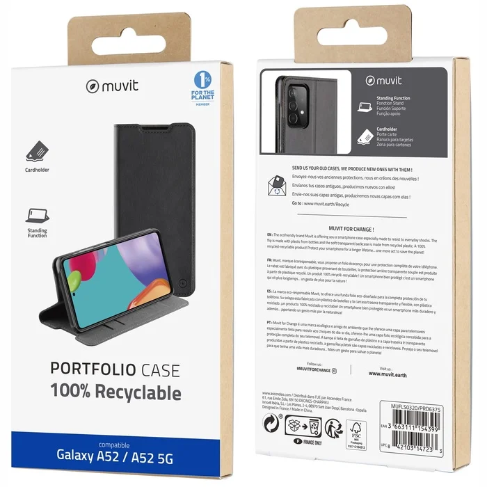 Samsung Galaxy A52/A52 5G Folio Case By Muvit Black