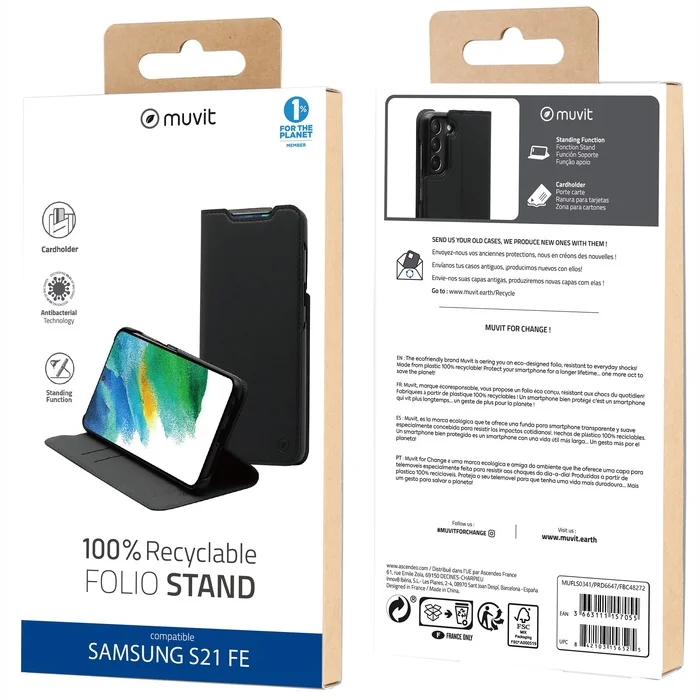Samsung Galaxy S21 FE Folio Stand Case Black By Muvit