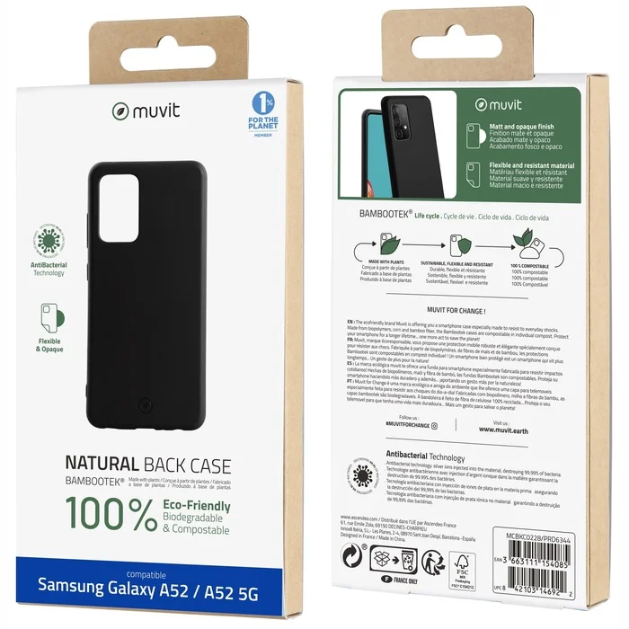 Samsung Galaxy A52/A52 5G Bambootek Cover By Muvit Black