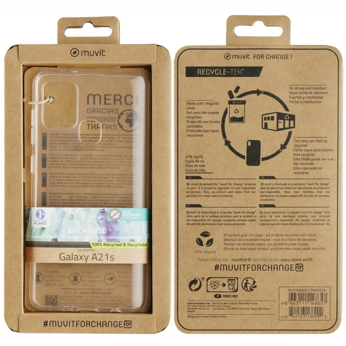 Samsung Galaxy A21s Soft Recycletek Cover By Muvit Transparent
