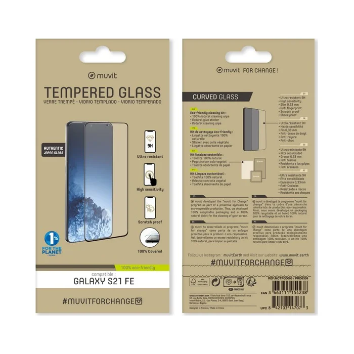 Viedtālruņa ekrāna aizsargs Samsung Galaxy S21 FE Tempered Glass By Muvit
