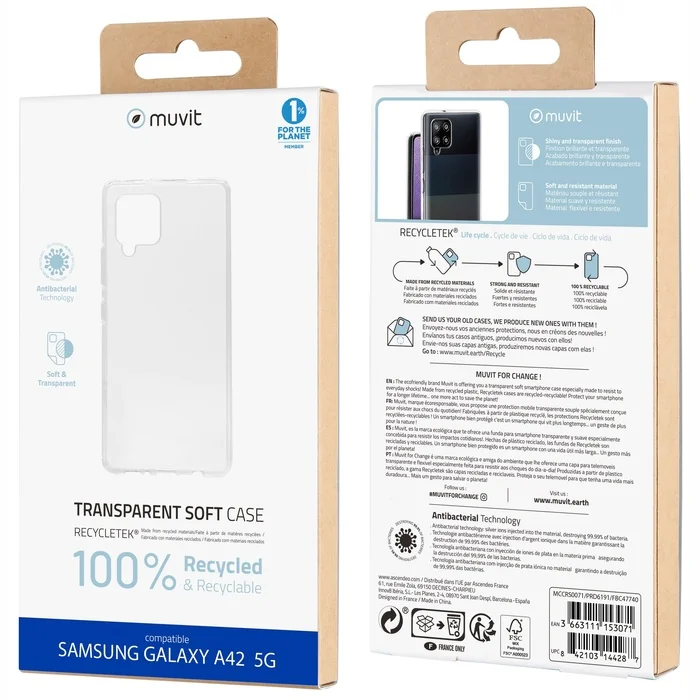 Samsung Galaxy A42 Recycletek Cover By Muvit Transparent