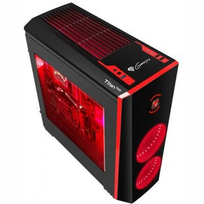 Stacionārā datora korpuss Natec Genesis PC case TITAN 700 RED MIDI TOWER