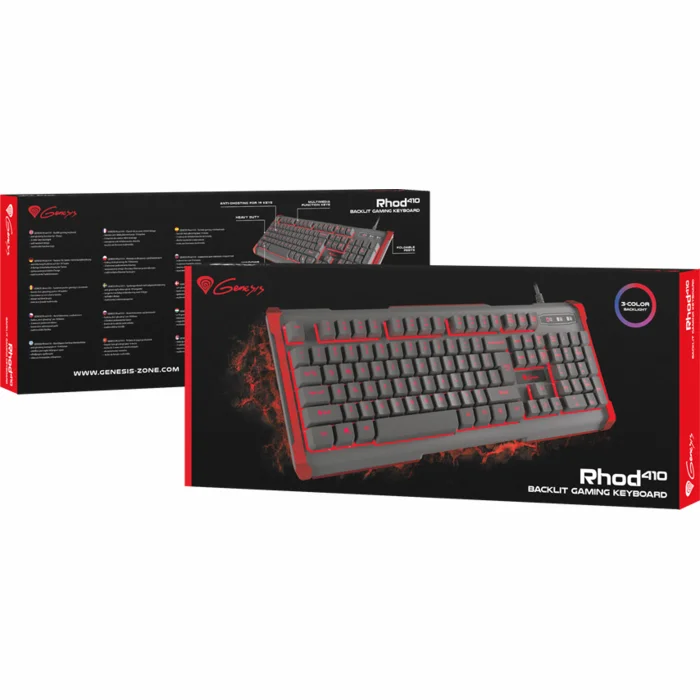 Klaviatūra Klaviatūra Genesis Rhod 410 Gaming Keyboard US layout with backlight