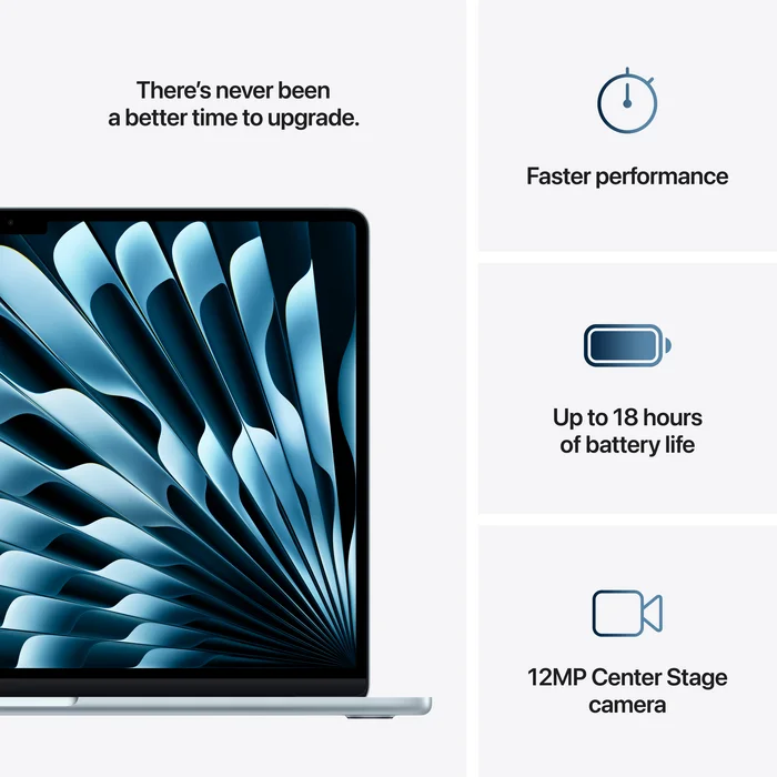 Portatīvais dators Apple MacBook Air (2025) 15” M4 chip with 10-core CPU and 10-core GPU 16GB 256GB SSD - Sky Blue RUS