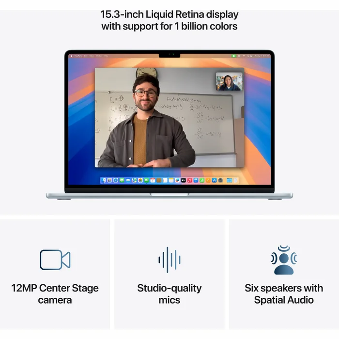 Portatīvais dators Apple MacBook Air (2025) 15” M4 chip with 10-core CPU and 10-core GPU 16GB 256GB SSD - Sky Blue RUS