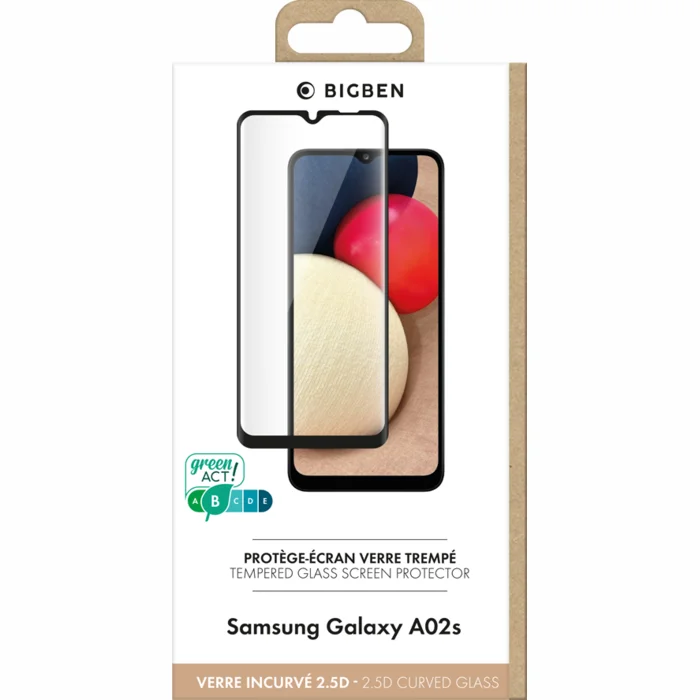 Viedtālruņa ekrāna aizsargs Samsung Galaxy A02s Tempered 2.5D Screen Glass By BigBen Black