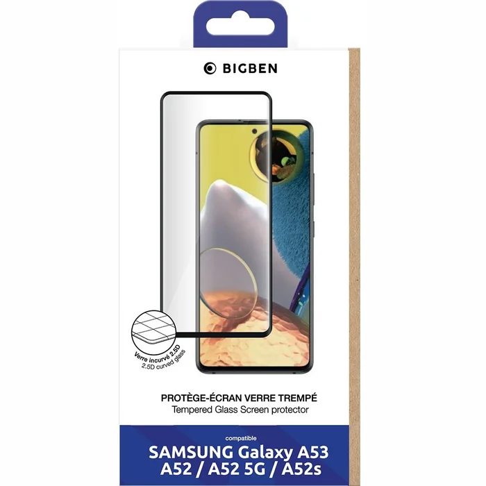 Viedtālruņa ekrāna aizsargs Samsung Galaxy A52/A52s/A53 5G Tempered 2.5D Screen Glass By BigBen Black