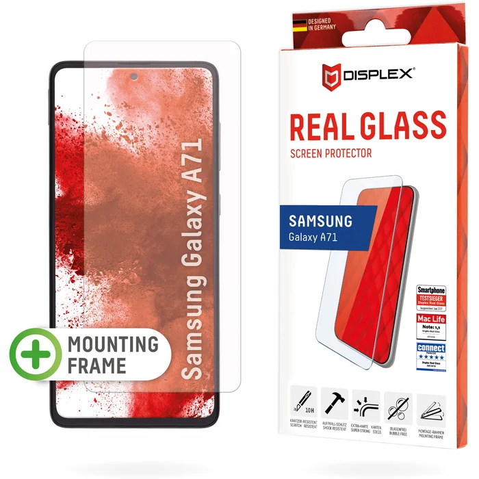 Viedtālruņa ekrāna aizsargs Samsung Galaxy A71 Real Glass 2D By Displex Transparent