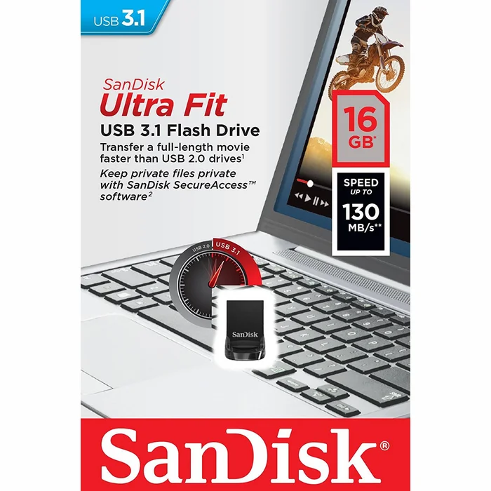 USB zibatmiņa SanDisk 16GB Ultra Fit USB 3.1