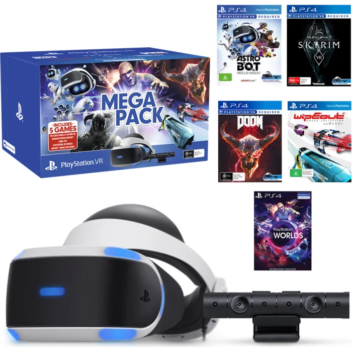 Sony PlayStation VR Mega Pack + Camera + VR Worlds + Doom + Skyrim + Astro Bot