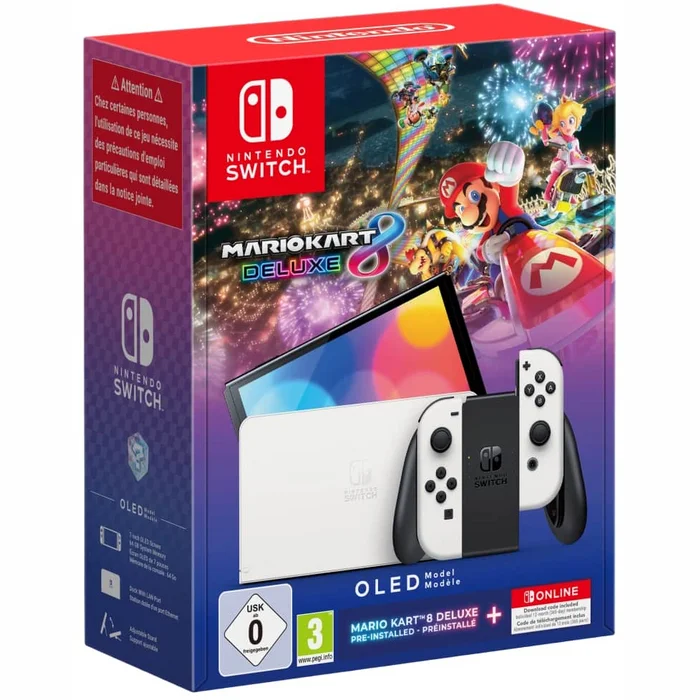 Spēļu konsole Nintendo Switch – OLED Model White incl. Mario Kart 8 Deluxe + Nintendo Switch Online 12-month