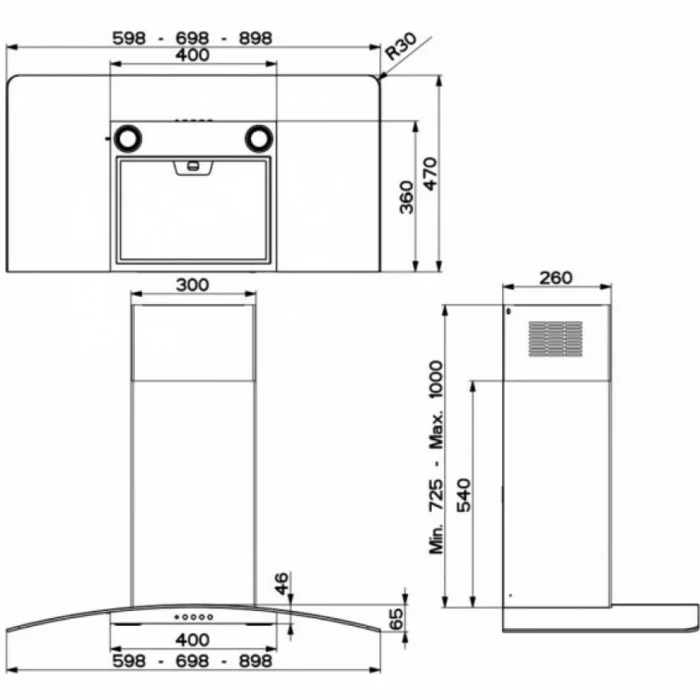 Tvaika nosūcējs Faber RAY SRM LED X/V NS A60