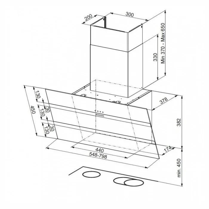 Tvaika nosūcējs Faber STEELMAX EV8 LED BK/X A55