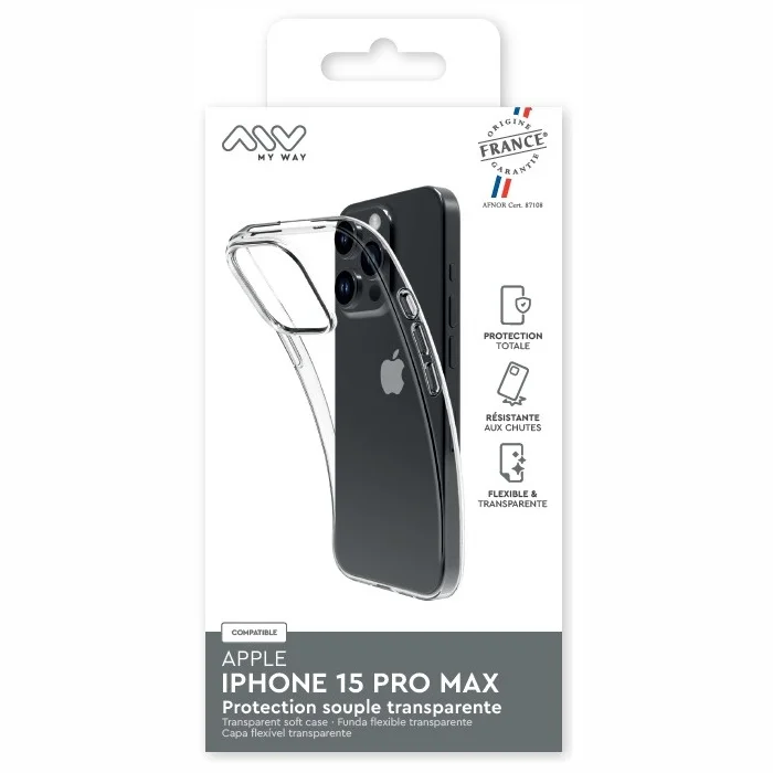 Apple iPhone 15 Pro Max Soft Cover By My Way France Transparent