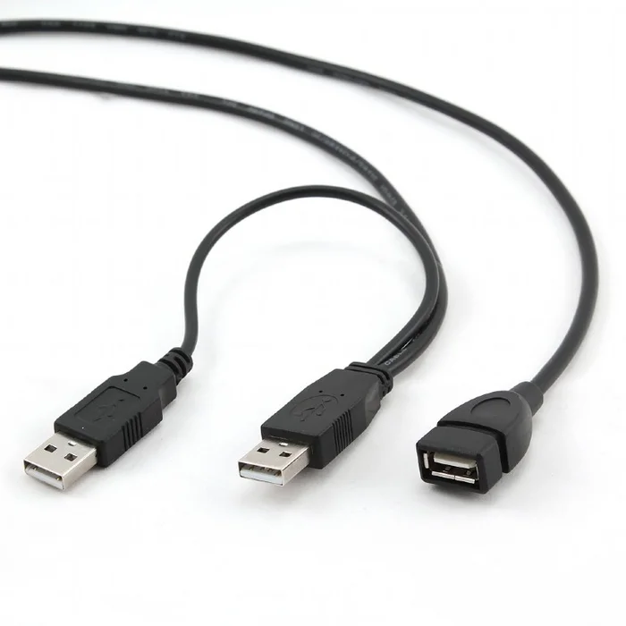 Gembird Dual USB 2.0 A-plug A-socket 0.9m Black