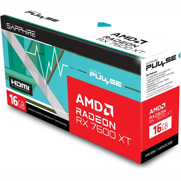Videokarte Sapphire PULSE AMD Radeon RX 7600 XT 16GB