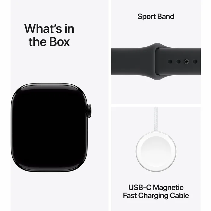 Apple Watch Series 11 GPS + Cellular 46mm Jet Black Aluminium Case with Black Sport Band - S/M