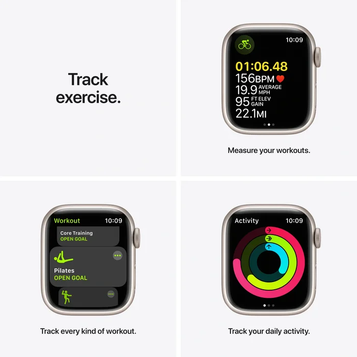 Viedpulkstenis Apple Watch Series 7 GPS 41mm Starlight Aluminium Case with Starlight Sport Band [Mazlietots, komplektācijā neietilpst lādētājs]
