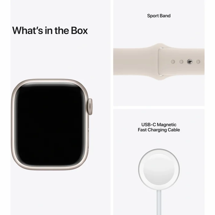 Viedpulkstenis Apple Watch Series 7 GPS 41mm Starlight Aluminium Case with Starlight Sport Band [Mazlietots, komplektācijā neietilpst lādētājs]