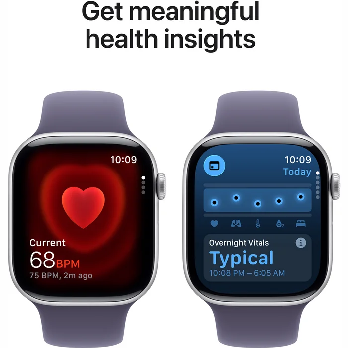 Apple Watch Series 11 GPS + Cellular 46mm Silver Aluminium Case with Purple Fog Sport Band - S/M