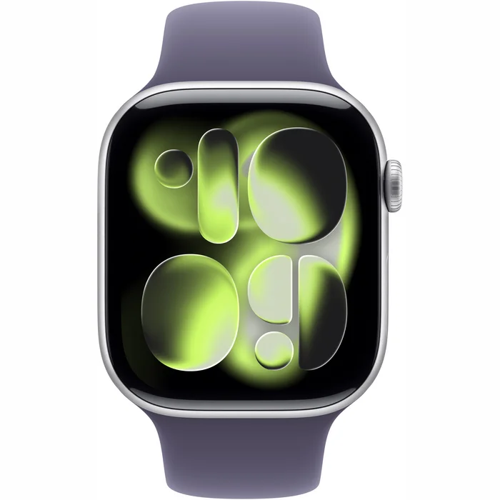 Apple Watch Series 11 GPS + Cellular 42mm Silver Aluminium Case with Purple Fog Sport Band - S/M