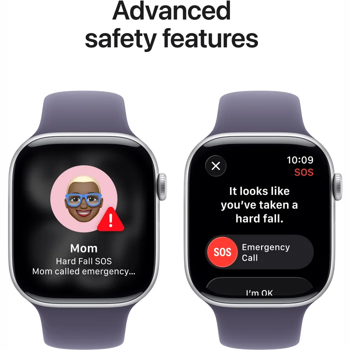 Apple Watch Series 11 GPS + Cellular 42mm Silver Aluminium Case with Purple Fog Sport Band - S/M